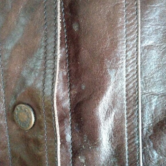 Hugo Buscati Leather Trucker Jacket Vintage Retro 70s Sz Med* Brown Snaps Lined - Picture 9 of 16